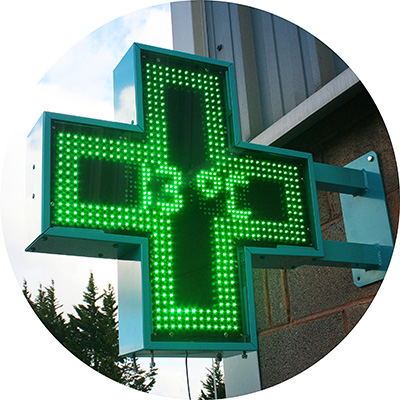 pharmacross led pharmacy sign on wall